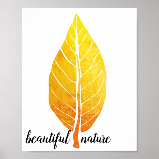 Orange Rustikale Blätter Natur Liebe Art Paint Poster (Vorne)