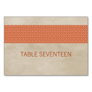 Orange Rustikale Damaskus-Tafel Tischnummer
