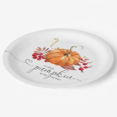 Orange rustikale Kürbis Babydusche Pappteller (Schrägansicht)