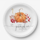 Orange rustikale Kürbis Babydusche Pappteller (Vorderseite)