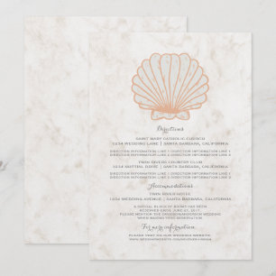 Orange Rustikale Muschel-Hochzeitsinformationen Einladung