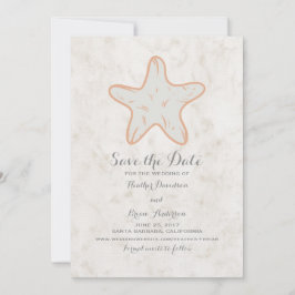 Orange Rustikale Starfish Save the Date einladen