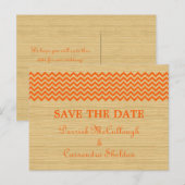 Orange Rustikale Zickzack Save the Date Postkarte (Vorne/Hinten)