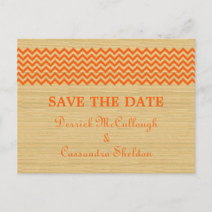 Orange Rustikale Zickzack Save the Date Postkarte