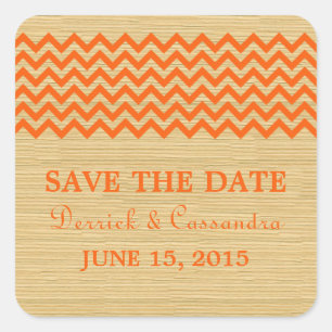 Orange Rustikale, Zickzack Save the Date Stickers