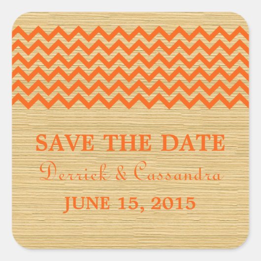 Orange Rustikale, Zickzack Save the Date Stickers (Vorderseite)