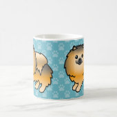 Orange Sable Happy Spitz Hunde auf blau Kaffeetasse (Mittel)