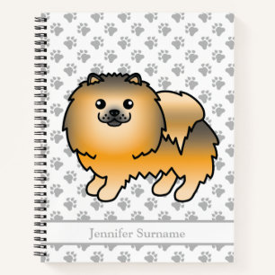 Orange Sable Spitz Cartoon Dog & Custom Text Notizblock