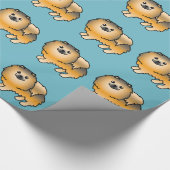 Orange Sable Spitz Dog Muster auf blau Geschenkpapier (Ecke)