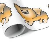Orange Sable Spitz Niedlich Cartoon Dog Muster Geschenkpapier (Rolleneckpunkt)