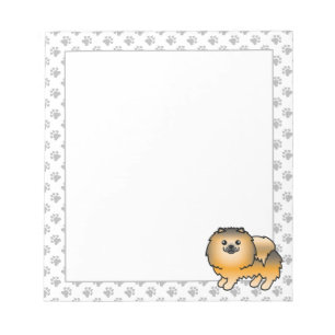 Orange Sable Spitz Niedlich Cartoon Dog Notizblock