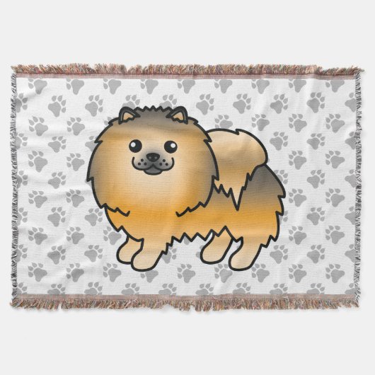 Orange Sable Spitz Niedlich Cartoon Dog & Paws Decke (Vorderseite)