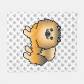 Orange Sable Spitz Niedlich Cartoon Dog & Paws Fleecedecke (Vorderseite (Horizontal))