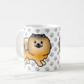 Orange Sable Spitz Niedlich Cartoon Dog & Paws Kaffeetasse (Vorderseite Links)