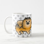 Orange Sable Spitz Niedlich Cartoon Dog & Paws Kaffeetasse (Links)
