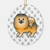 Orange Sable Spitz Niedlich Cartoon Dog & Paws Keramik Ornament (Links)