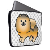 Orange Sable Spitz Niedlich Cartoon Dog & Paws Laptopschutzhülle (Vorne Rechts)