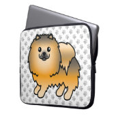 Orange Sable Spitz Niedlich Cartoon Dog & Paws Laptopschutzhülle (Vorderseite Links)