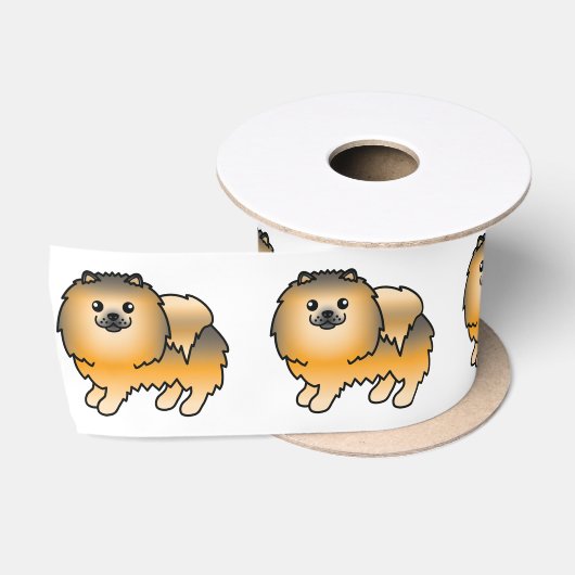 Orange Sable Spitz Niedlich Cartoon Dog Satinband (Spule)