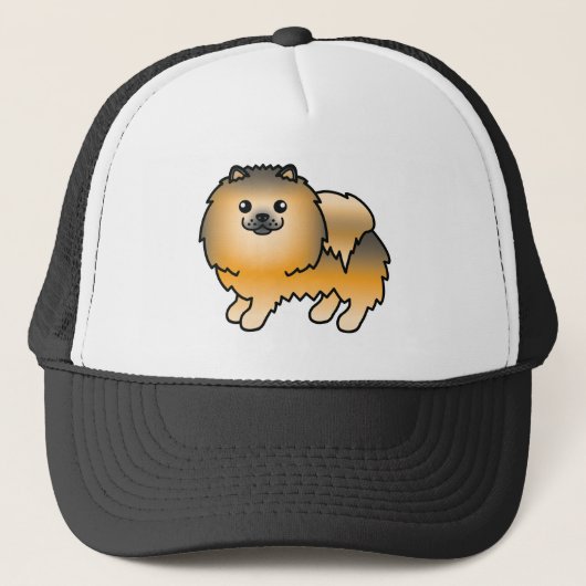 Orange Sable Spitz Niedlich Cartoon Dog Truckerkappe (Vorderseite)
