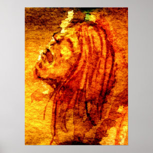 Orange Sadness Aquarellmalerei Poster