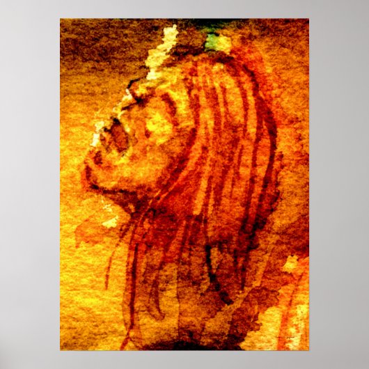 Orange Sadness Aquarellmalerei Poster (Vorne)