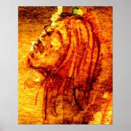 Orange Sadness Aquarellmalerei Poster
