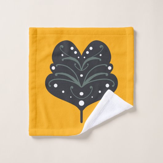 Orange Saffron und skandinavisches Muster Badhandtuch Set (Waschlappen)