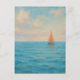 Orange Sailboat Voyage - Pastel Painting Style Art Postkarte
