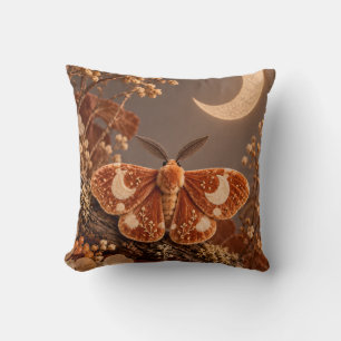 Orange Samt-Motte Golden Crescent Mond Botanisch Kissen