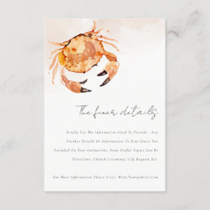 Orange Sand Coastal Crab Details zur Hochzeit Begleitkarte