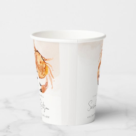 Orange Sand Coastal Crab Nautisches Brautparty Pappbecher (Rechts)