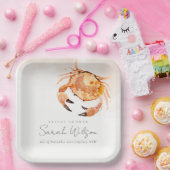 Orange Sand Coastal Crab Nautisches Brautparty Pappteller (Party)