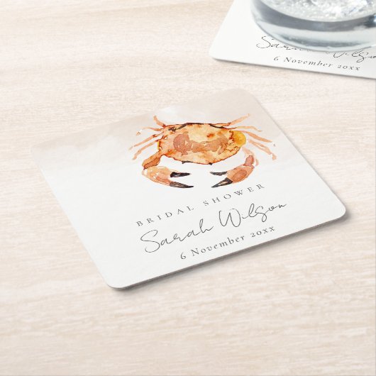 Orange Sand Coastal Crab Nautisches Brautparty Rechteckiger Pappuntersetzer (angewinkelt)
