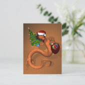 Orange Santa Dragon Feiertagspostkarte (Stehend Vorderseite)