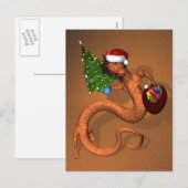 Orange Santa Dragon Feiertagspostkarte (Vorne/Hinten)