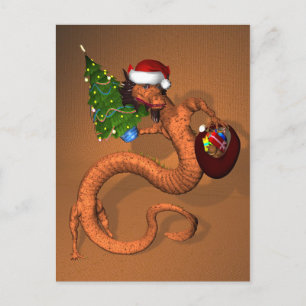 Orange Santa Dragon Feiertagspostkarte