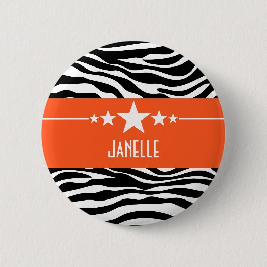 Orange Sassy Star Zebra Button (Vorderseite)