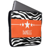 Orange Sassy Star Zebra Laptop Sleeve (Vorne Rechts)