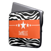 Orange Sassy Star Zebra Laptop Sleeve (Vorderseite Links)