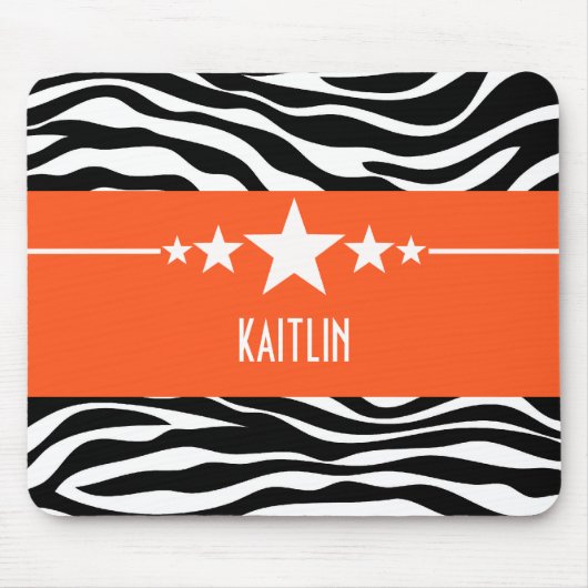 Orange Sassy Star Zebra Mousepad (Vorne)