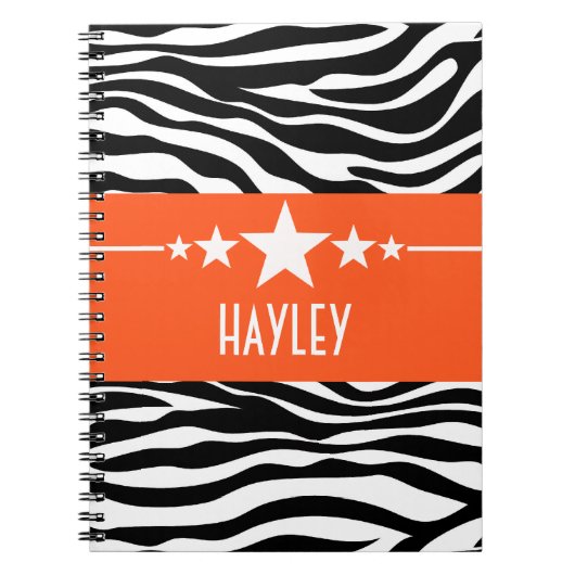 Orange Sassy Star Zebra Notebook Notizblock (Vorderseite)