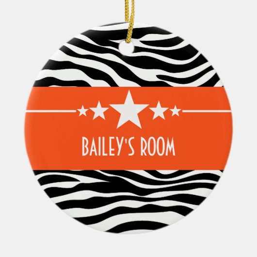 Orange Sassy Star Zebra Ornament (Vorne)