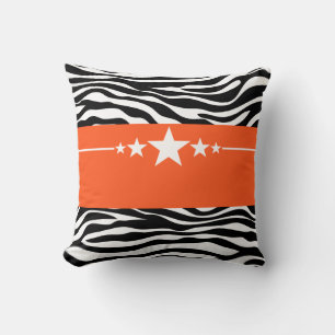 Orange Sassy Star Zebra Pillow Kissen