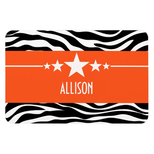 Orange Sassy Star Zebra Premium Magnet (Horizontal)