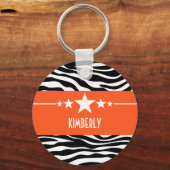 Orange Sassy Star Zebra Schlüsselanhänger (Vorderseite)