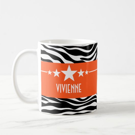 Orange Sassy Star Zebra Tasse (Links)
