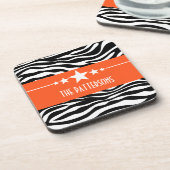 Orange Sassy Star Zebra Untersetzer Set (Linke Seite)
