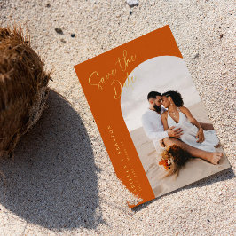 Orange Save the Date Card mit Folie Folieneinladung