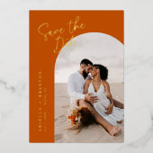Orange Save the Date Card mit Folie Folieneinladung (Vorderseite)